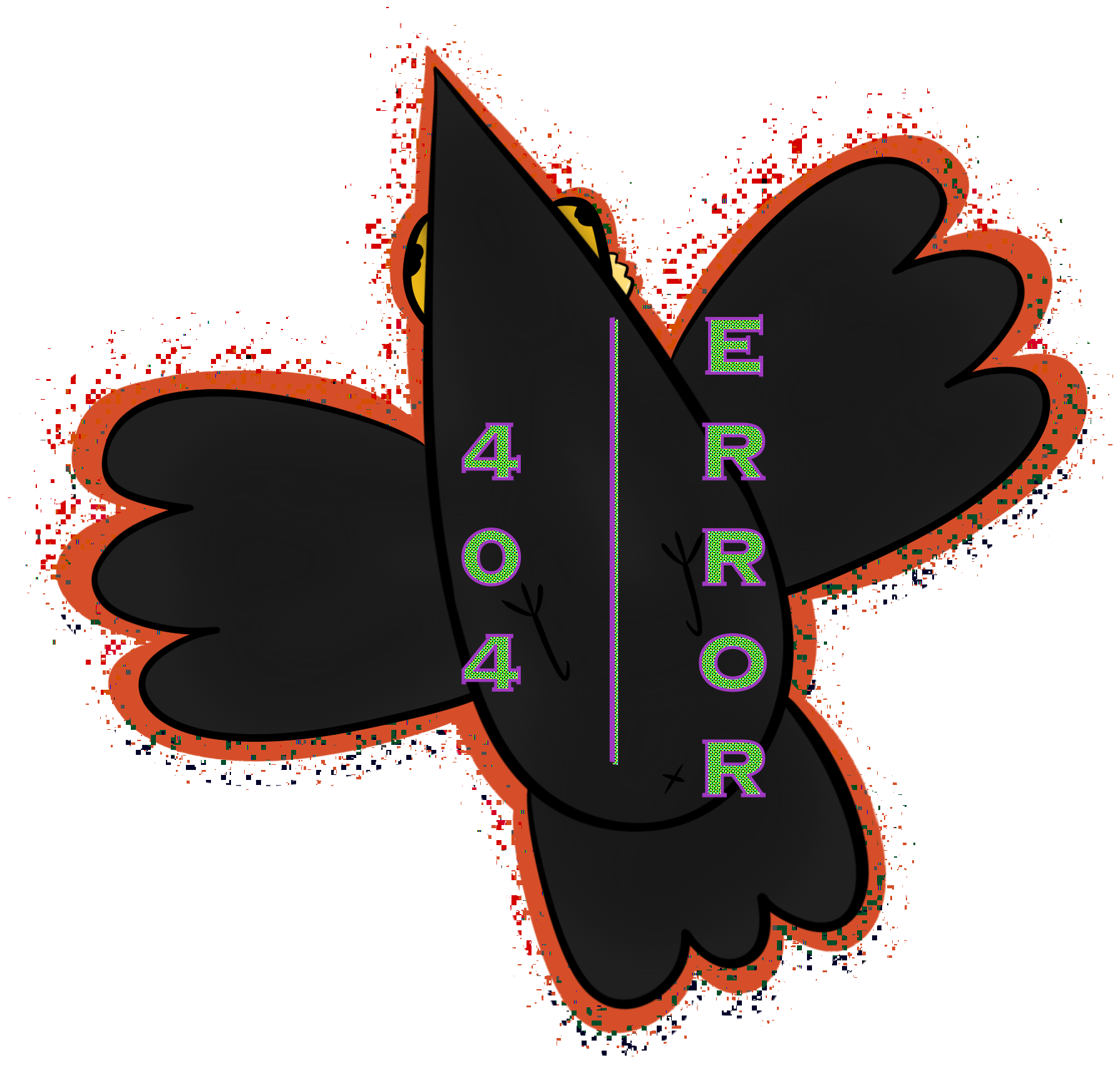 Raven imp with the text '404 ERROR'