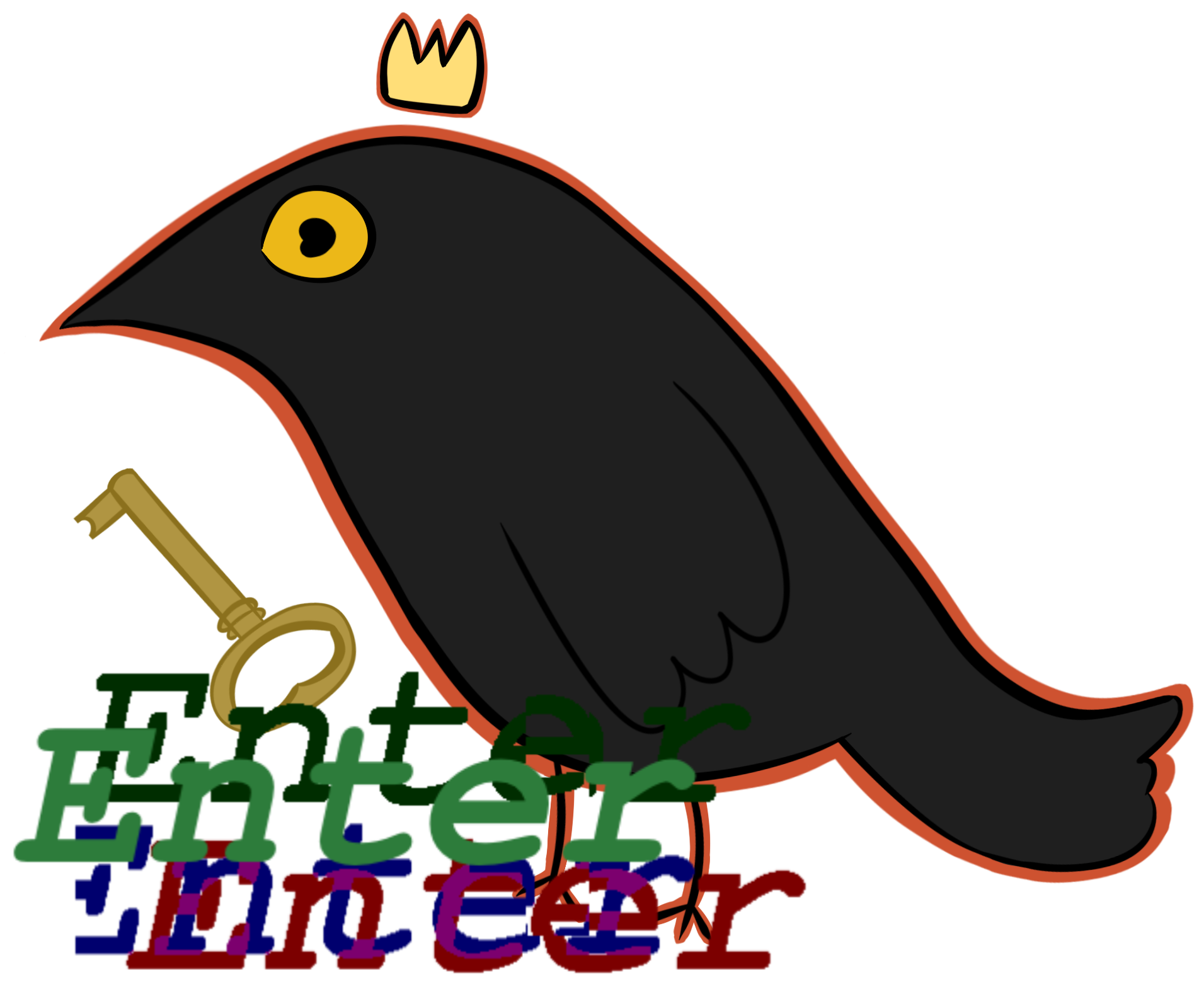Raven imp with a key, text says ENTER